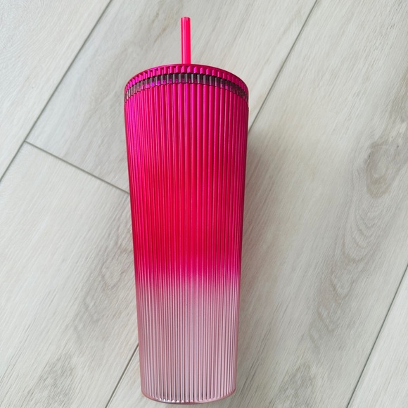 Starbucks Pleated Venti Red & Pink Ombré Cold Cup Tumbler, 24oz. - Picture 2 of 5